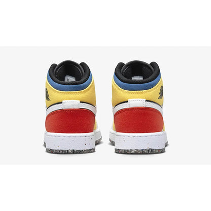 Nike Kids' Air Jordan 1 Mid Shoes - White / Black / Red / Yellow / Blue - Shopsportive