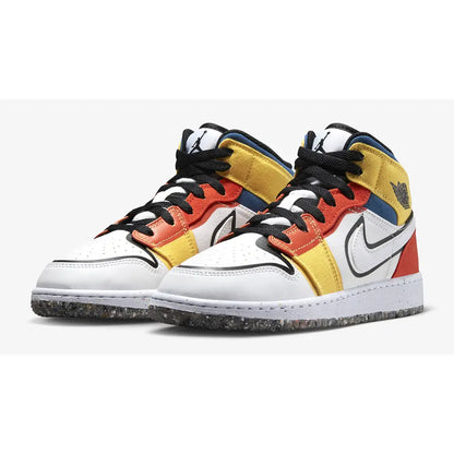Nike Kids' Air Jordan 1 Mid Shoes - White / Black / Red / Yellow / Blue - Shopsportive
