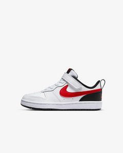 Nike Kid's Court Borough Low 2 Shoes - White / Black / University Red Sportive