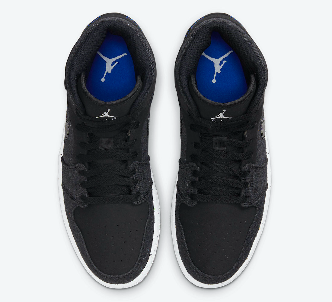 Nike Men's Air Jordan 1 Mid Crater Shoes - Black / Racer Blue / White / Multi-Color Sportive