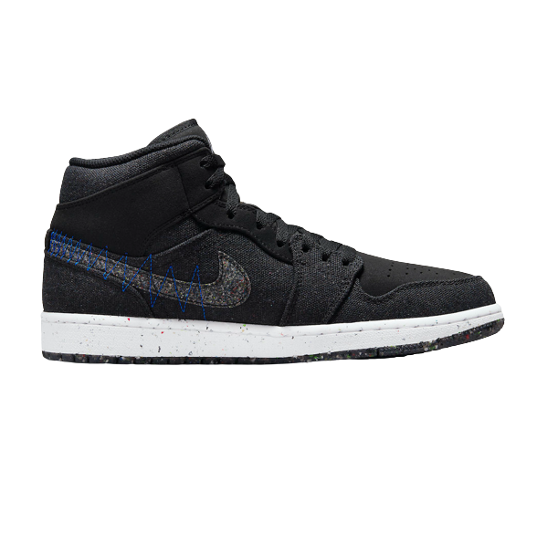 Nike Men's Air Jordan 1 Mid Crater Shoes - Black / Racer Blue / White / Multi-Color Sportive