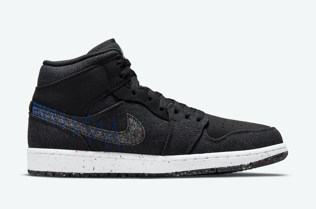 Nike Men's Air Jordan 1 Mid Crater Shoes - Black / Racer Blue / White / Multi-Color Sportive