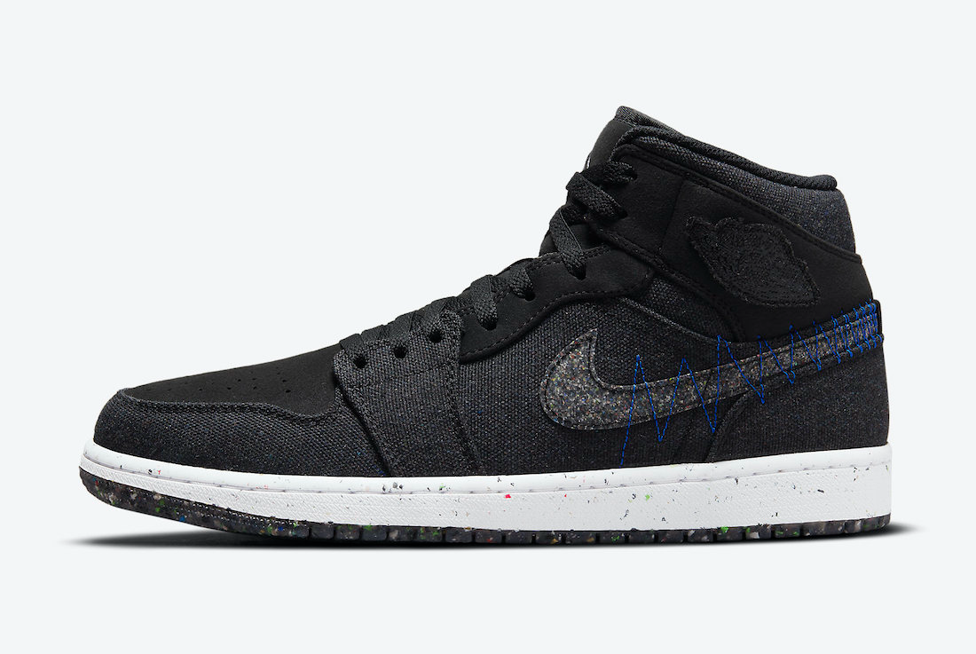 Nike Men's Air Jordan 1 Mid Crater Shoes - Black / Racer Blue / White / Multi-Color Sportive