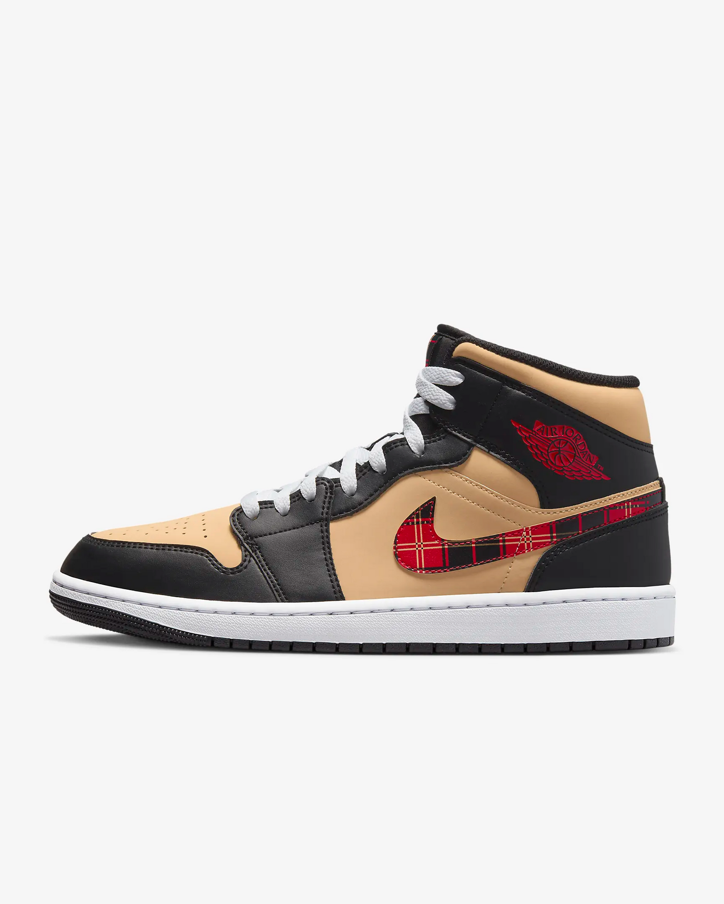 Nike Men's Air Jordan 1 Mid SE Shoes - Black / Sesame / Fire Red / Multi-Color Sportive