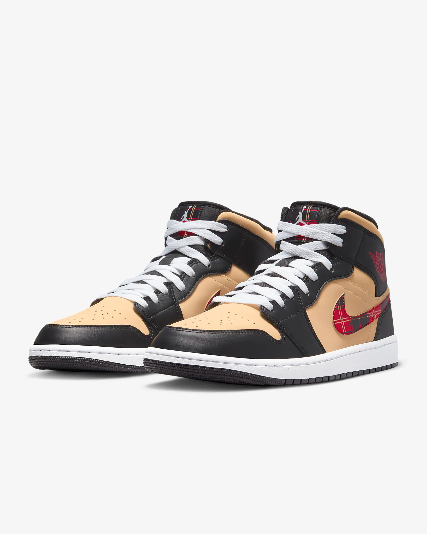 Nike Men's Air Jordan 1 Mid SE Shoes - Black / Sesame / Fire Red / Multi-Color Sportive