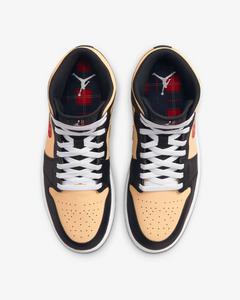 Nike Men's Air Jordan 1 Mid SE Shoes - Black / Sesame / Fire Red / Multi-Color Sportive