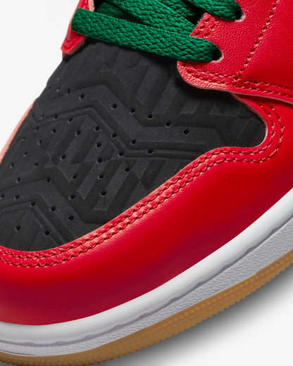 Nike Men's Air Jordan 1 Mid SE Shoes - Black / White / Malachite / Fire Red - Shopsportive