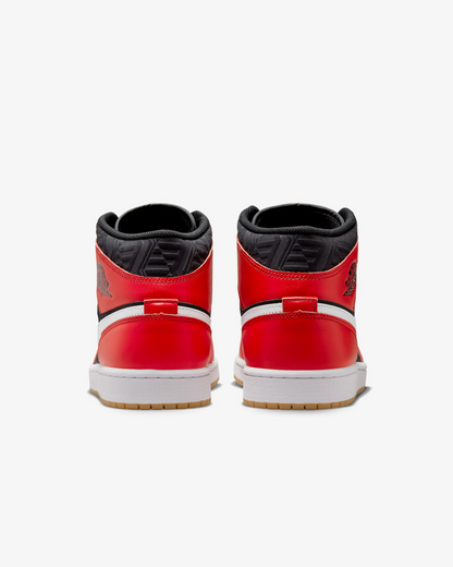 Nike Men's Air Jordan 1 Mid SE Shoes - Black / White / Malachite / Fire Red - Shopsportive