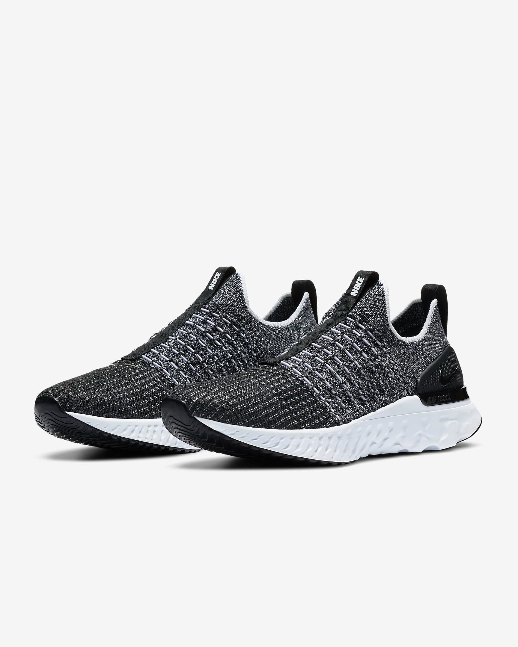 Nike Men's React Phantom Run Flyknit 2 Shoes - Black / White Sportive