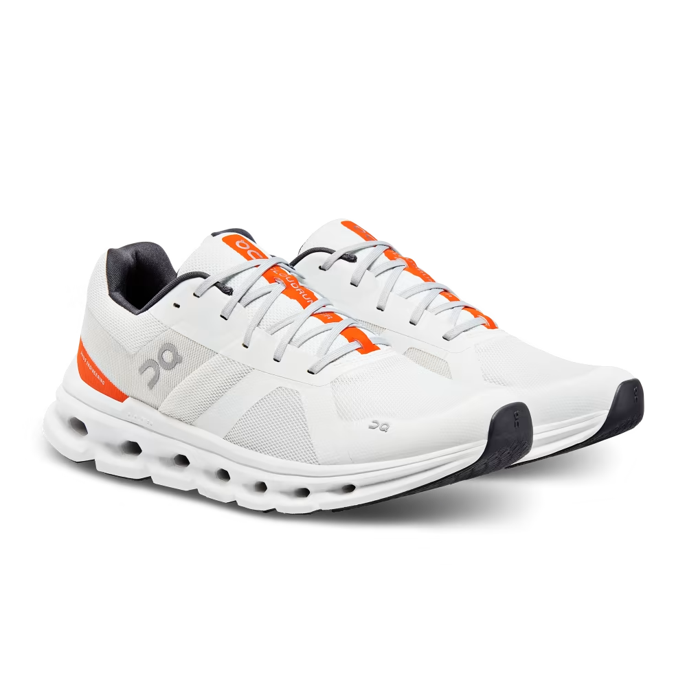 On Running Men's Cloudrunner Shoes - Undyed White / Flame Sportive