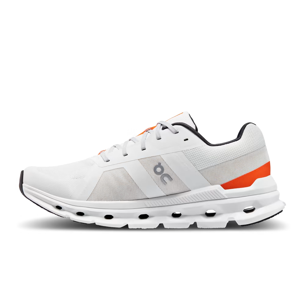 On Running Men's Cloudrunner Shoes - Undyed White / Flame Sportive