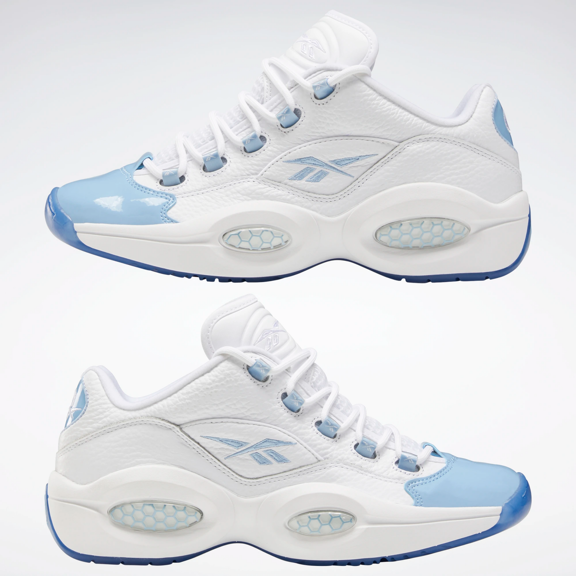 Reebok Men's Question Low Basketball Shoes - White / Fluid Blue / Reebok Ice-A1 Sportive