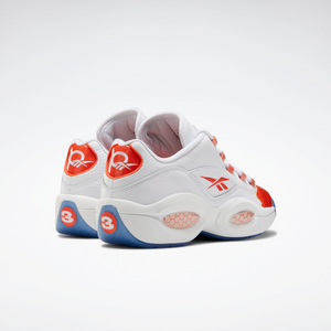 Reebok Men's Question Low Basketball Shoes - White / Vivid Orange / Reebok Ice-A1 Sportive
